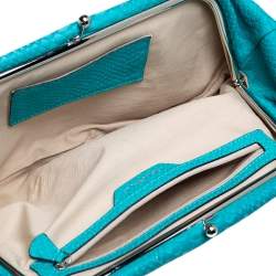 Emporio Armani Blue Python Embossed Leather Frame Clutch
