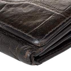 Emporio Armani Black Croc Embossed Leather Flap Wallet