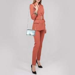 Pre Owned Emporio Armani Metallic Mint Green Leather Chain Shoulder Bag