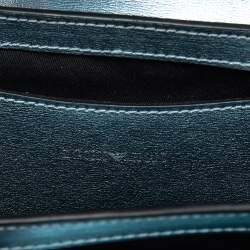 Pre Owned Emporio Armani Metallic Mint Green Leather Chain Shoulder Bag