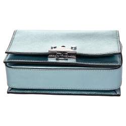 Pre Owned Emporio Armani Metallic Mint Green Leather Chain Shoulder Bag