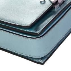 Pre Owned Emporio Armani Metallic Mint Green Leather Chain Shoulder Bag