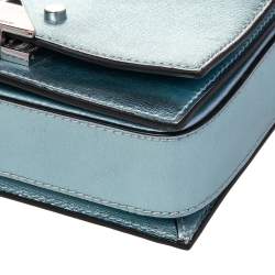 Pre Owned Emporio Armani Metallic Mint Green Leather Chain Shoulder Bag