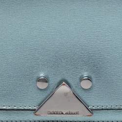 Pre Owned Emporio Armani Metallic Mint Green Leather Chain Shoulder Bag