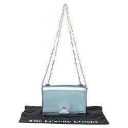Pre Owned Emporio Armani Metallic Mint Green Leather Chain Shoulder Bag