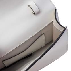 Emporio Armani White Leather Flap Top Handle Bag