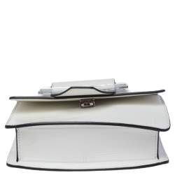 Emporio Armani White Leather Flap Top Handle Bag