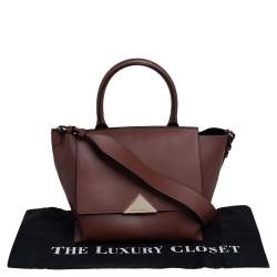 Emporio Armani Brown Leather Flap Top Handle Bag