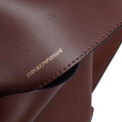 Emporio Armani Brown Leather Flap Top Handle Bag