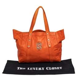 Pre Owned Emporio Armani Orange Leather Tote