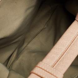 Pre Owned Emporio Armani Peach Pebbled Leather Top Zip Hobo