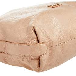 Pre Owned Emporio Armani Peach Pebbled Leather Top Zip Hobo