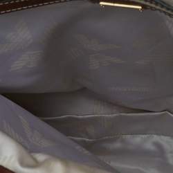 Pre Owned Emporio Armani Beige/Brown Monogram Canvas And Leather Shoulder Bag