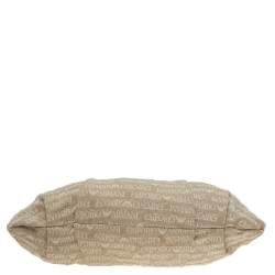Pre Owned Emporio Armani Beige/Brown Monogram Canvas And Leather Shoulder Bag