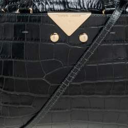 Pre Owned Emporio Armani Green Crocodile Embossed Leather Satchel 
