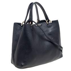 Pre Owned Emporio Armani Black Grained Leather Convertible Tote