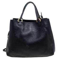 Pre Owned Emporio Armani Black Grained Leather Convertible Tote