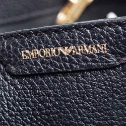 Pre Owned Emporio Armani Black Grained Leather Convertible Tote