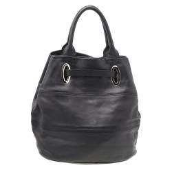 Pre Owned Emporio Armani Black Leather Tote