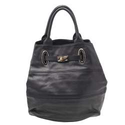 Pre Owned Emporio Armani Black Leather Tote