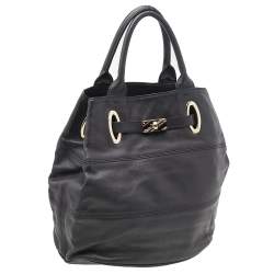 Pre Owned Emporio Armani Black Leather Tote