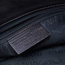 Pre Owned Emporio Armani Dark Brown Leather Flap Messenger Bag