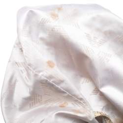 Pre Owned Emporio Armani Beige Glittery Snakeskin Embossed Leather Chain Detail Hobo