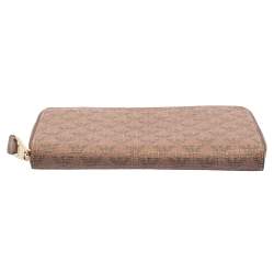 Emporio Armani Beige Printed Leather Zip Around Wallet