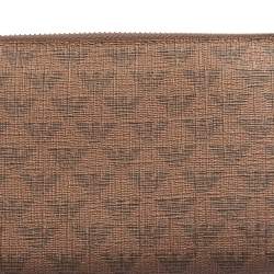 Emporio Armani Beige Printed Leather Zip Around Wallet