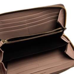 Emporio Armani Beige Printed Leather Zip Around Wallet