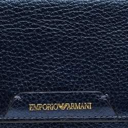 Emporio Armani Metallic Navy Blue Leather Continental Wallet