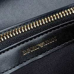 Emporio Armani Metallic Navy Blue Leather Continental Wallet