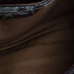 Pre Owned Emporio Armani Blue Snake Embossed Leather Flap Shoulder Bag