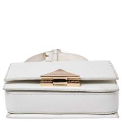 Pre Owned Emporio Armani White Leather Flap Crossbody Bag