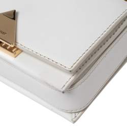 Pre Owned Emporio Armani White Leather Flap Crossbody Bag