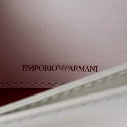 Pre Owned Emporio Armani White Leather Flap Crossbody Bag