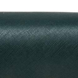 Pre Owned Emporio Armani Dark Green Saffiano Leather Flap Top Handle Bag