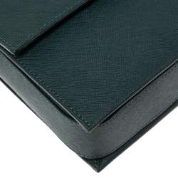 Pre Owned Emporio Armani Dark Green Saffiano Leather Flap Top Handle Bag