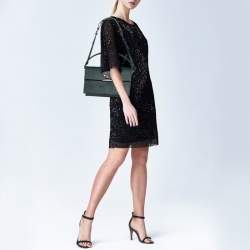 Pre Owned Emporio Armani Dark Green Saffiano Leather Flap Top Handle Bag