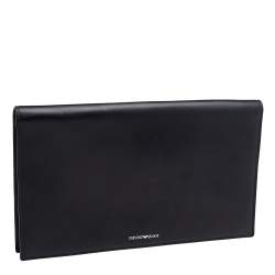 Pre Owned Emporio Armani Black Smooth Leather Clutch