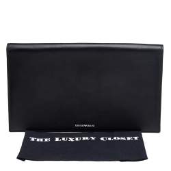Pre Owned Emporio Armani Black Smooth Leather Clutch