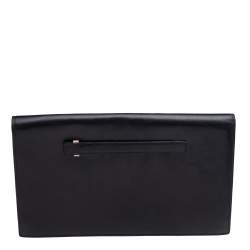 Pre Owned Emporio Armani Black Smooth Leather Clutch