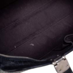 Pre Owned Emporio Armani Black Croc Embossed Leather Dome Satchel