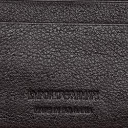 Pre Owned Emporio Armani Brown Croc Embossed Leather Continental Wallet