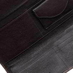 Pre Owned Emporio Armani Brown Croc Embossed Leather Continental Wallet