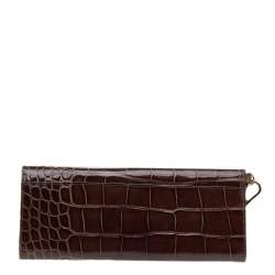 Pre Owned Emporio Armani Brown Croc Embossed Leather Continental Wallet