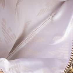 Pre Owned Emporio Armani Beige/Brown Logo Jacquard Fabric Chain Detail Hobo