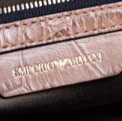 Pre Owned Emporio Armani Brown Croc Embossed Leather Tote