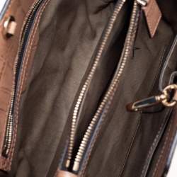 Pre Owned Emporio Armani Brown Croc Embossed Leather Tote