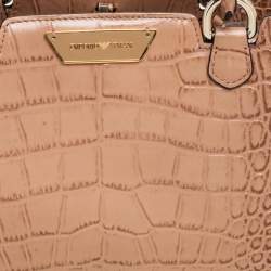 Pre Owned Emporio Armani Brown Croc Embossed Leather Tote